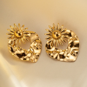 Pendientes colgantes de acero inoxidable 304 chapados en oro de 18 quilates estilo IG, pendientes irregulares de fresa de Color sólido básico, accesorio de moda - Product Image 1