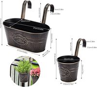 Jardinières en métal noir et or - Fleurs vintage et pots de fleurs suspendus pour jardin, balcon, clôture, garde-corps, paniers de différentes tailles
