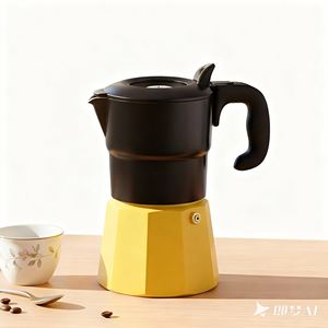 <span class=keywords><strong>Cafetière</strong></span> Moka en aluminium jaune de qualité alimentaire, 3 tasses, style <span class=keywords><strong>vintage</strong></span>, rétro, décoration de cuisine, <span class=keywords><strong>cafetière</strong></span> à expresso pour un usage quotidien - Product Image 1