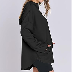 Nouveau Pull à Capuche Hiver Femme Oversize Personnalisé en Coton/Polyester Molletonné Demi-Zip Qualité Supérieure – Collection 2025 – Vente en Gros - Product Image 4