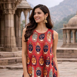 Robe d'été ample pour femmes, parfaite pour les vacances, les fêtes, élégante et confortable, robe Naptol en coton sans manches - Product Image 1