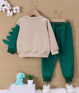 Ensemble de survêtement pour enfants, style dinosaure, écologique, réversible, sweat-shirt d'hiver, jogging, respirant, polaire chaud, 100% coton - Product Image 2