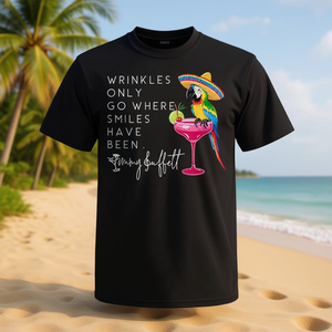 T-shirt Parrot Wrinkles con citazione ispiratrice e design promozionale Go-Where-Smiles-Have-Been - Product Image 3