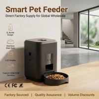 Vente en gros de distributeur automatique de nourriture pour animaux de compagnie en acier inoxydable de 2 L, mini-bouteille, écran LCD, double alimentation, vente directe d'usine