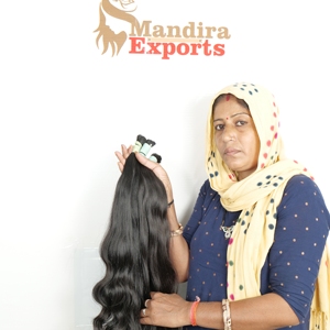 ผมต่อแบบตรงจากอินเดียไม่ผ่านการถักทอแบบไม่ผ่านกระบวนการผมมนุษย์แท้สีดำธรรมชาติแบบ100% - Product Image 3