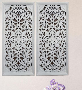 Juego de 2 paneles de decoración de pared de madera, placas colgantes de madera talladas a mano, arte de pared tallado en madera rústica - Product Image 4