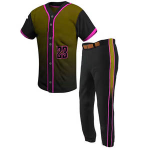 Último diseño Softball Béisbol Botón Abajo Jerseys Pinstripe Pant Mens Custom Made Baseball Jersey Bordado Uniforme de béisbol - Product Image 5