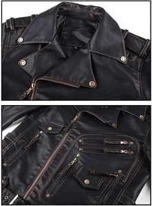 Blouson de motard en cuir unisexe, coupe-vent, avec couleurs et logo personnalisés, pour toutes les saisons - Product Image 4