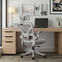 Chaise de bureau ergonomique moderne en maille pivotante avec accoudoirs réglables manuellement et dossier haut réglable en hauteur