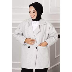 Abrigo Cachemira Hijab Herringbone Gris - Product Image 3