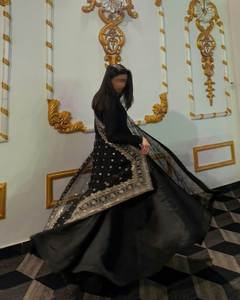 Robe de soirée spéciale riche de style islamique à petit budget, couleur noire, longue robe en fausse georgette avec dupatta pour femmes - Product Image 5