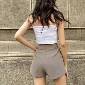 กางเกงเอวสูงสำหรับผู้หญิงกางเกงผ้าเครประบายอากาศโพลีเอสเตอร์100% ลายสก๊อตทวีดลายสก๊อต - Product Image 5