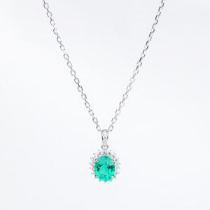 Juego de Joyería de Lujo con Zafiro Cultivado en Laboratorio, Plata de Ley 925, Anillo Halo, Aretes y Colgante para Mujer, para Bodas y Regalos - Product Image 2