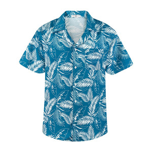 Custom Comfortable Short Sleeve Casual Digital Print <b>Mens</b> Button up <b>Hawaiian</b> Camp Cotton <b>Shirt</b> - Product Image 1