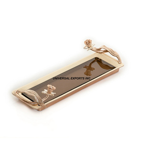 Bandeja de chocolate martillado chapada en oro Vajilla de forma redonda Bandeja de chocolate de lujo de calidad superior - Product Image 6