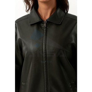เสื้อแจ็คเก็ตหนังเทียมทรงโอเวอร์ไซส์สำหรับผู้หญิง แบบซิป แฟชั่นฤดูใบไม้ร่วง สไตล์แจ็คเก็ตนักขี่มอเตอร์ไซค์ เสื้อโค้ทฤดูหนาวทันสมัย และเสื้อคลุมลำลอง - Product Image 5