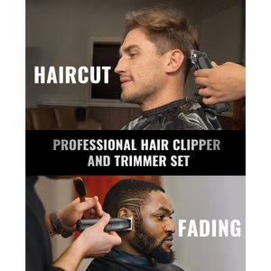 Kit de tondeuses à cheveux professionnelles pour hommes, sans fil, avec lames en acier inoxydable, rechargeable, étanche (IPX7) - Product Image 4