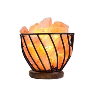 โคมไฟหินเกลือหิมาลัยสีชมพูธรรมชาติพร้อมตะกร้าไม้สไตล์พีระมิดโคมไฟตั้งโต๊ะสำหรับห้องนอนทำด้วยมือ - Product Image 6