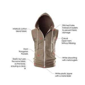 Drop shipping low moq wholesale <b>man</b> custom gym <b>sleeveless</b> muscle <b>hoodie</b> - Product Image 3