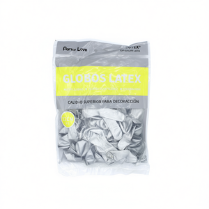 Party Love Latex <b>Balloons</b> 12cm <b>Silver</b> Metallic 50pcs Bag Decorative Party Supplies - Product Image 2