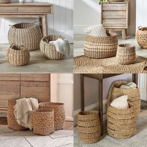 Juego ecológico de alta calidad más vendido de 3 cestas de algas marinas tejidas a mano con rayas horizontales del proveedor de Vietnam - Product Image 5