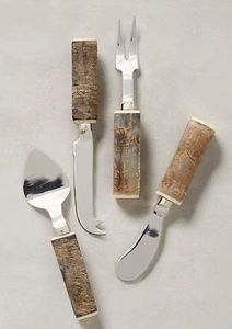 Manche en marbre avec couteau à beurre en acier inoxydable Ensemble de 4 avec utilisations plaquées or PVD pour restaurant à domicile Ensemble de meilleure qualité - Product Image 5