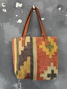 Bolso de yute de moda bohemio indio diseño Tribal Vintage hecho a mano cierre de cremallera Mujer bolso de hombro cierre de cremallera hecho a mano - Product Image 2