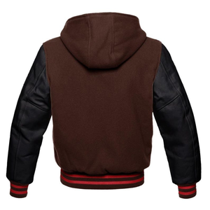 Ventes en gros OEM sur mesure de vestes à capuche de style universitaire pour hommes, vestes de baseball vierges à broder, veste en cuir à lettres sur le devant - Product Image 6