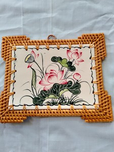 Napperon en rotin tissé napperon en rotin en forme de fleur Boho décoration murale à suspendre assiettes de chargeur en rotin - Product Image 2