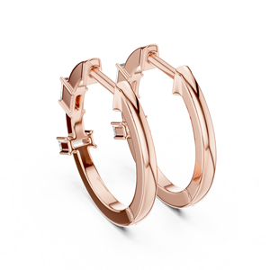 Juego de Aretes de Aro Únicos en Oro Rosa de 18K con Baño de Rodio y Diamantes Baguette Cultivados en Laboratorio, Certificados por IGI, para Uso Diario y Eventos Glamurosos - Product Image 3
