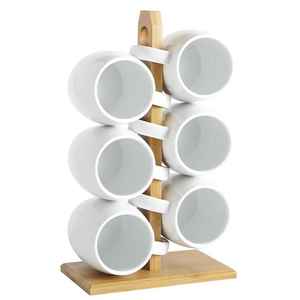 Pine Wood Coffee Mug Tree <b>Stand</b> Kitchen Countertop Tea Cup Holder Storage Rack Tabletop Hanging Organizer <b>Displaying</b> Branch Pegs - Product Image 6