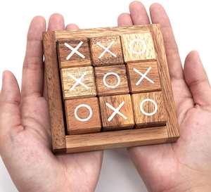 Mesa de centro Decoración para sala de estar Juegos familiares Noche Juegos de mesa clásicos Madera Rústica Tic Tac Toe para niños y adultos - Product Image 5