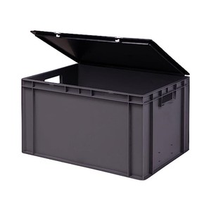 Grey Sturdy Professional Plastic Stacking Storage Box With Lid for industrial commerce and household