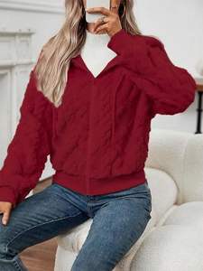 Veste polaire décontractée pour femme, à capuche, chaude, moelleuse, douillette, régulière, pour l'hiver - Product Image 5