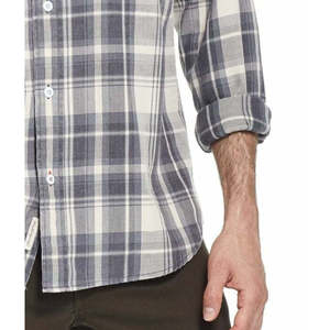 Vintage Indigo Blues Plaid Flannel <b>Shirt</b> for <b>Men</b> Weatherproof <b>High</b> Button-Up <b>Collar</b> Breathable Western Style Size Medium - Product Image 3