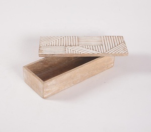 Boîte de rangement rectangulaire en bois de manguier coupée à la main, créative et basse quantité minimale de commande, fabricant, grossiste, vente directe en usine - Product Image 1