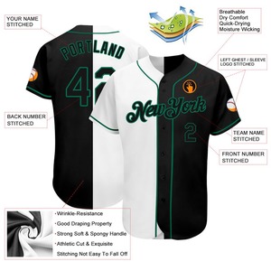 Personnalisé Blanc-Noir Kelly Vert Authentique Split Mode Baseball Jersey - Product Image 2