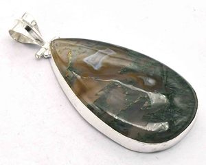 Joyería de latón vintage Cristales geométricos surtidos Colgante de ágata de musgo en forma de Plus Collares de moda religiosa y Chic - Product Image 2