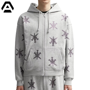 Gray Purple Rhinestone Hoodies For Adult Wear Highland Quality Re Use Able Hand Made Rhinestone Hoodies BY AMAZING INDUSTRIES - Product Image 3