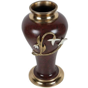 Jarrón de Flores de Hierro Hecho a Mano de Lujo con Estampado de Grano de Madera Esmaltado y Cuello con Detalles Dorados, Material Metálico Disponible a Precios de Mayoreo - Product Image 1