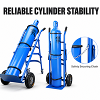 Chariot à main pliable à quatre roues pour bouteilles de gaz oxygène-acétylène industrielles avec dispositif anti-basculement pour bouteilles de CO2