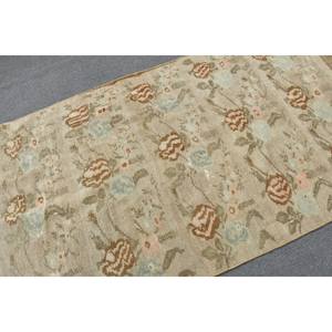 Tapis en laine turque vintage 4x8 'Beige marron grande surface Rectangle motif Style classique Patchwork Design pour chevet couloir Latex - Product Image 5