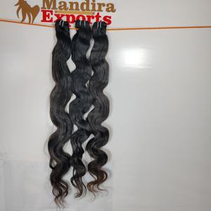 100% vierge naturel noir Bodywave Extensions en gros brut indien Temple cheveux humains Style droit et non transformé - Product Image 2