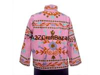 Chaqueta Bomber de Punto para Mujer, Invierno, con Bordado Suzani Indio, Patrón Floral, Tela de Pato, Relleno de Algodón