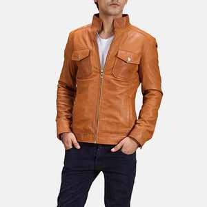 Chaqueta de motociclista de cuero genuino para hombre de moda de cordero clásico chaqueta de bombardero impermeable de invierno Original para hombre envío DDP - Product Image 2