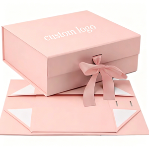 Boîte pliante magnétique en carton rigide sur mesure avec ruban en satin et impression sérigraphique pour panier cadeau de demande en mariage pour demoiselle d'honneur - Product Image 2