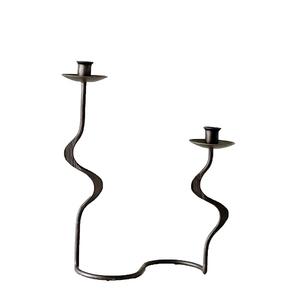 Bougeoir pilier enduit de poudre noire au design de luxe et support bougeoir pilier en métal fer pour la maison et l'hôtel - Product Image 4