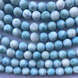 10mm 12mm 14mm pierre de Larimar bleue naturelle lisse forme ronde perles de pierre précieuse brin bijoux Bracelet Alibaba cristaux vente en gros - Product Image 1