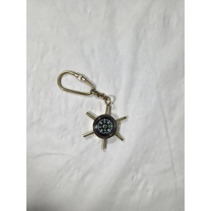 Vintage Nautical Brass Ship Wheel Keychain Wood and Metal Design UV Printed Fashion Style <b>Key</b> <b>Holder</b> Accessory - Product Image 4