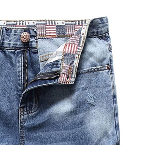 Short en jean 100% coton pour hommes coupe ample streetwear vintage pour tenue décontractée short en jean à motif uni vente en gros - Product Image 4